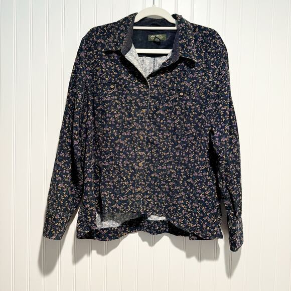 Eddie Bauer Floral Corduroy Button Up Shirt Size XXL - Picture 1 of 5